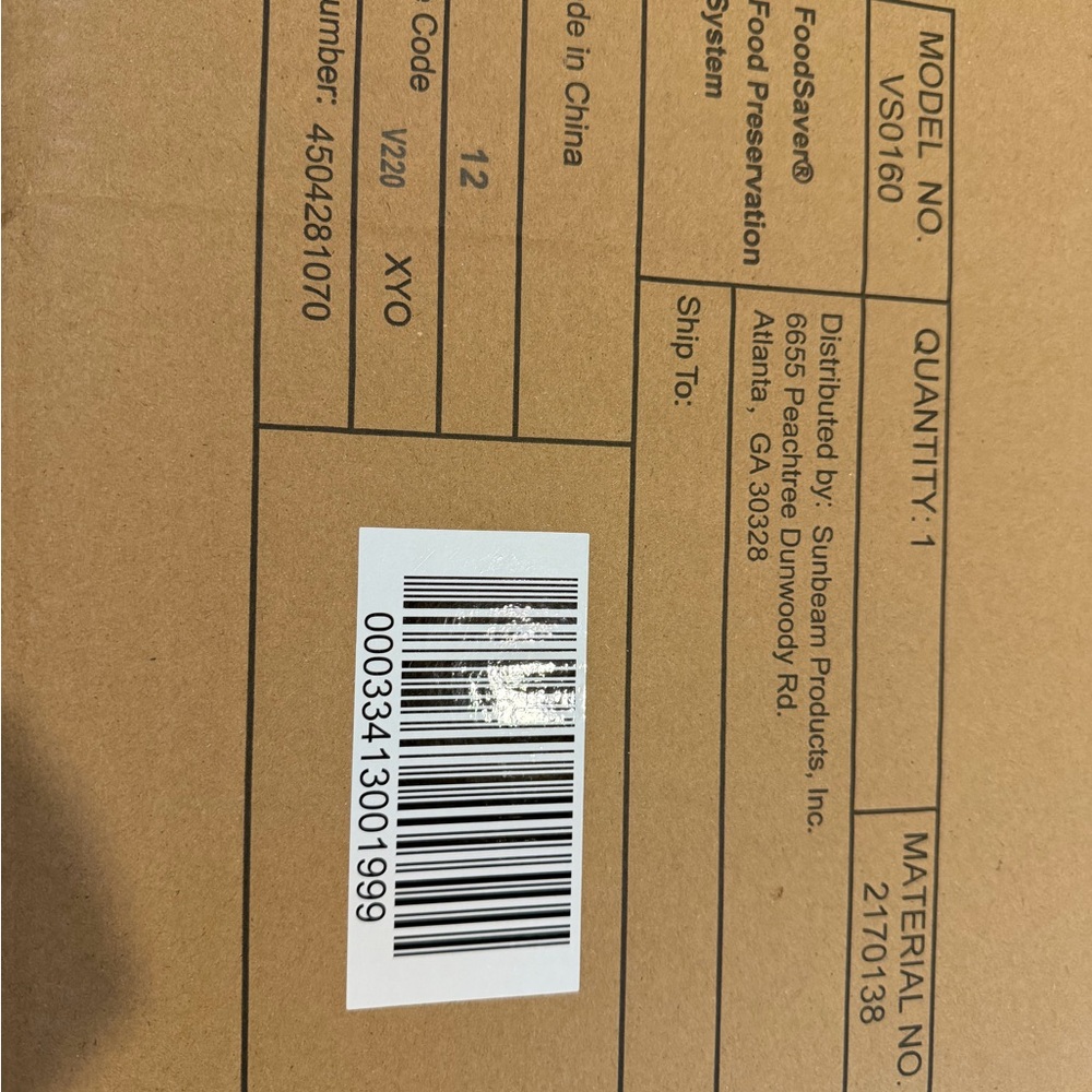 Sunbeam FoodSaver Packaging Box